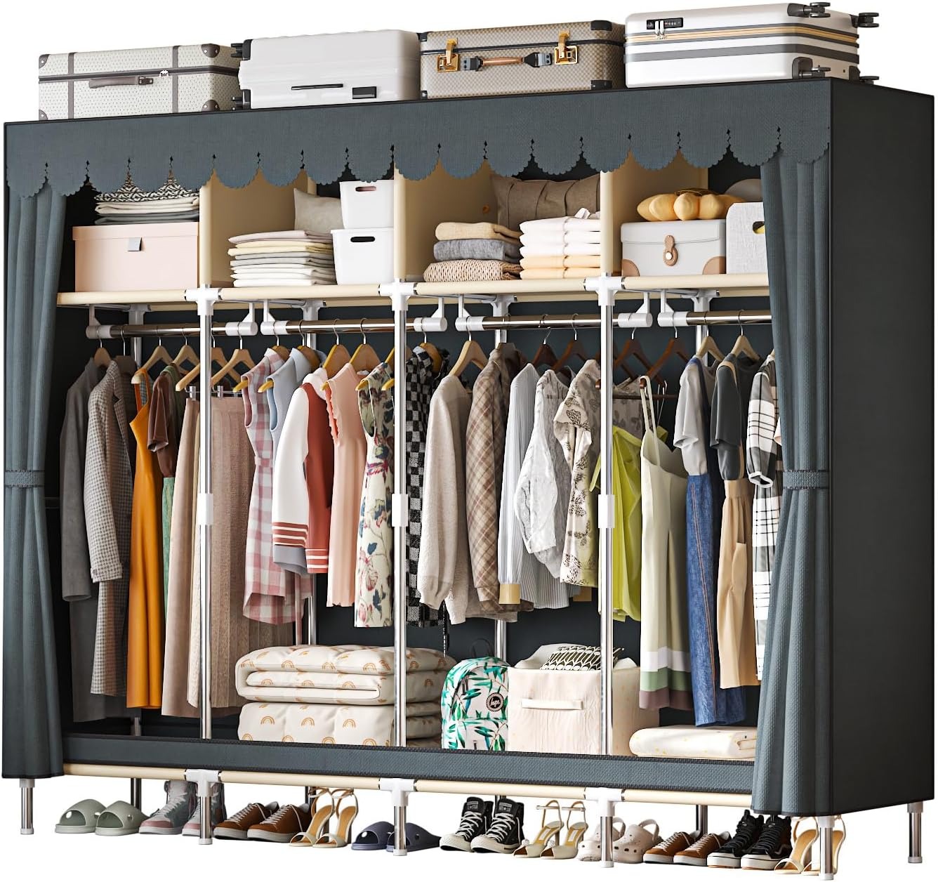79 Inch Extra Wide Walk-in Sty - Wardrobe Closet Portable Fabric Cover recension och pris