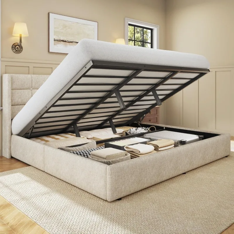 HISOFT King Size Lift Up Stora - Gas Lift Storage Bed Hydraulic recension och pris
