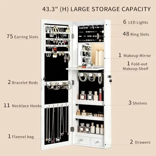 with Full Length Mirror, 6 Aut - Full Length Mirror Jewelry Armoire recension och pris