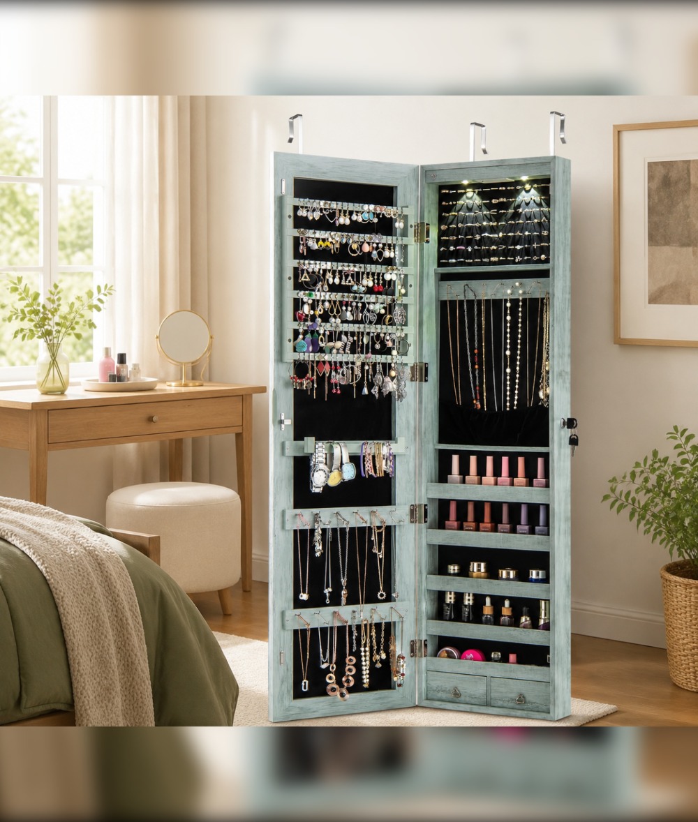 Wall or Door Mounted Jewelry A - Full Length Mirror Jewelry Armoire recension och pris