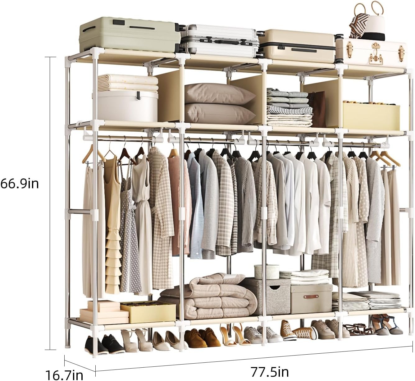 79 Inch Extra Wide Walk-in Sty - Wardrobe Closet Portable Fabric Cover recension och pris