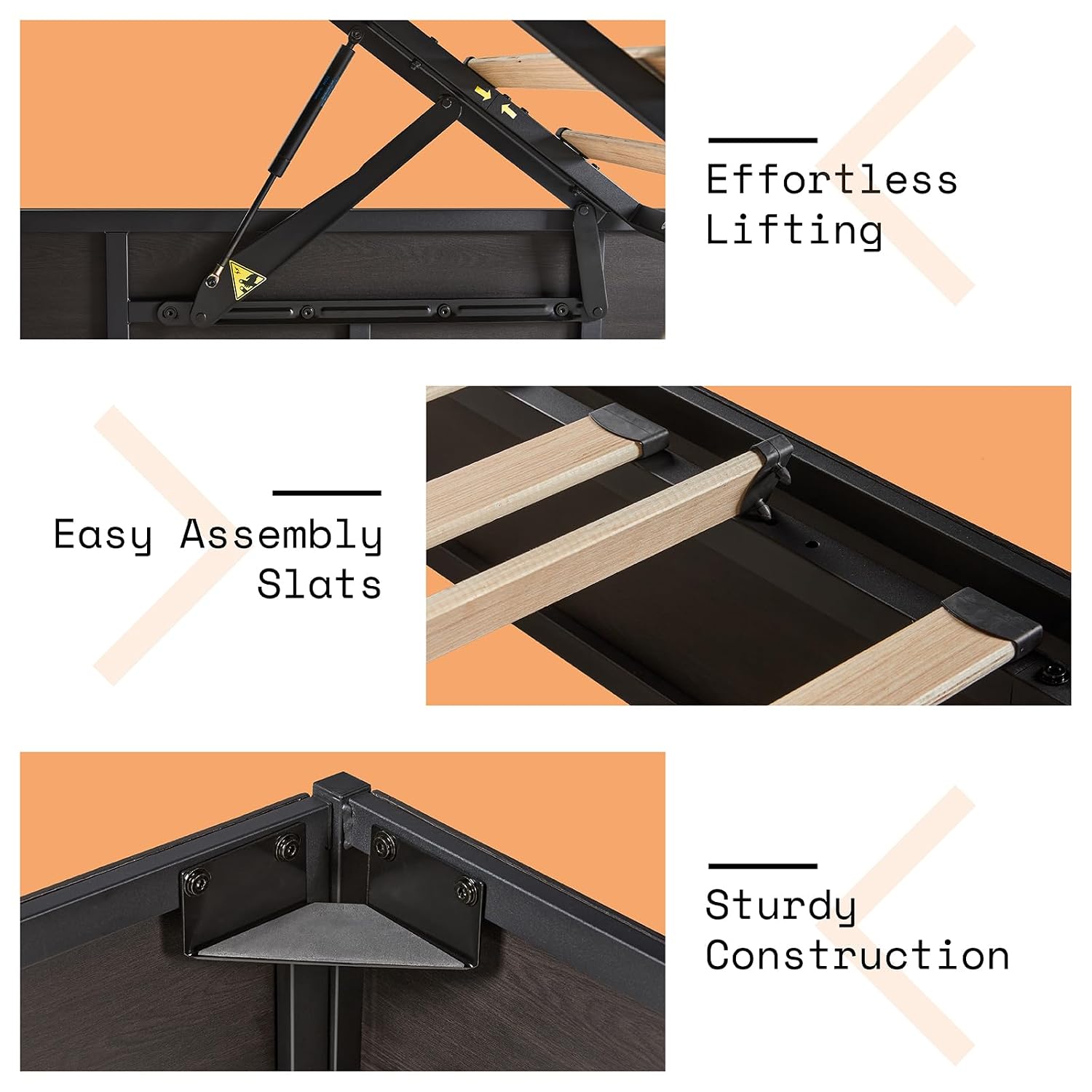 Lift Up Storage Bed Frame, Dar - Gas Lift Storage Bed Hydraulic recension och pris