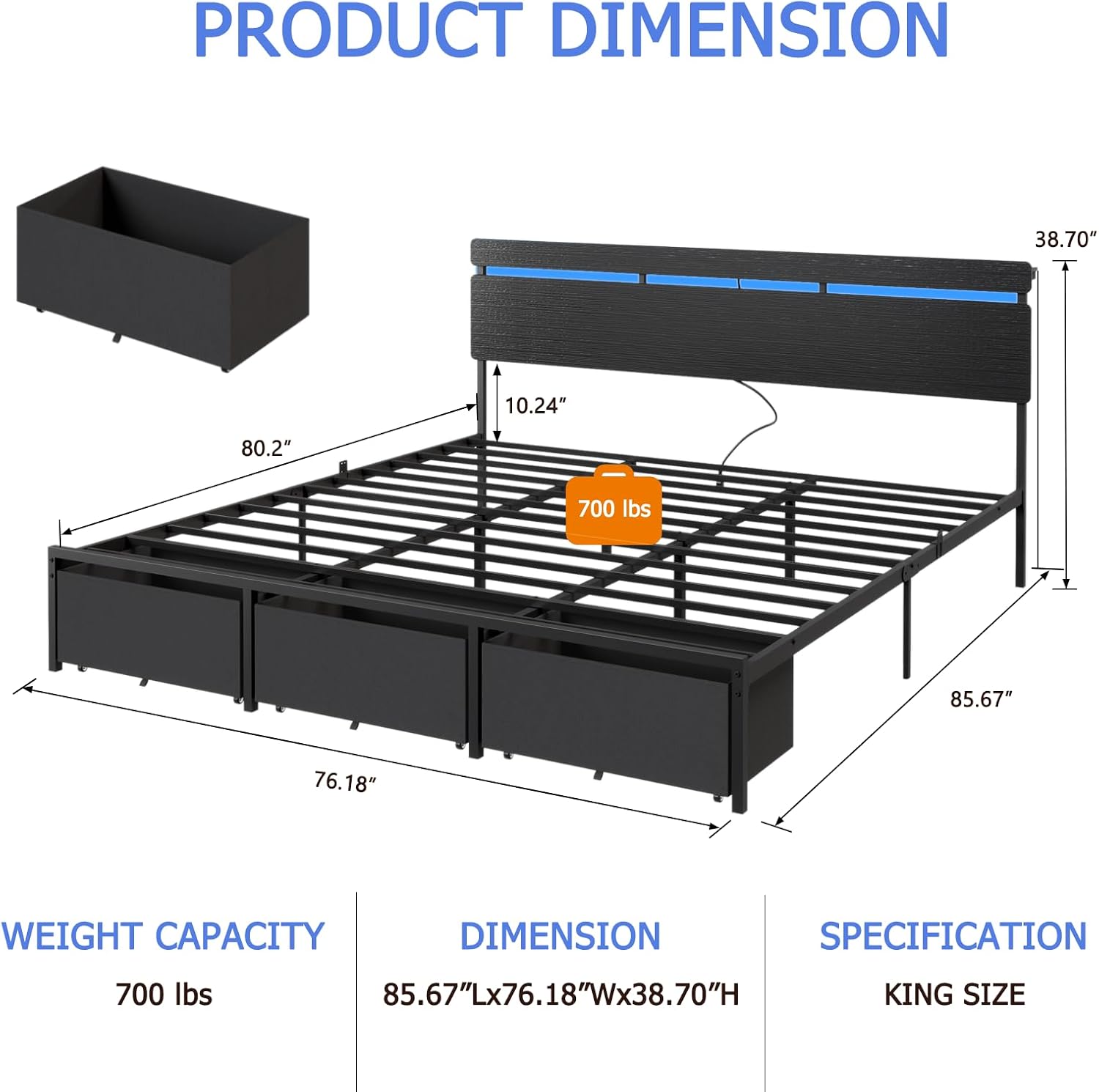Forestell King Size Bed Frame  - King Size Bed Frame With Storage Drawers recension och pris