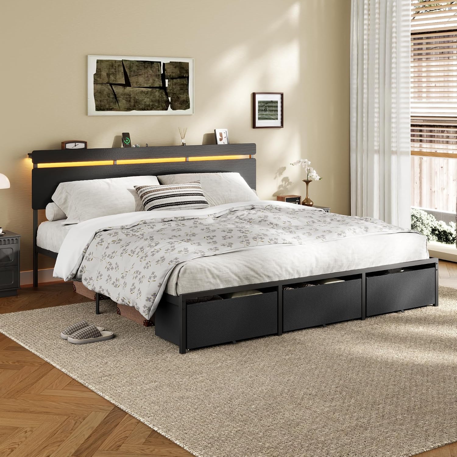 Forestell King Size Bed Frame  - King Size Bed Frame With Storage Drawers recension och pris