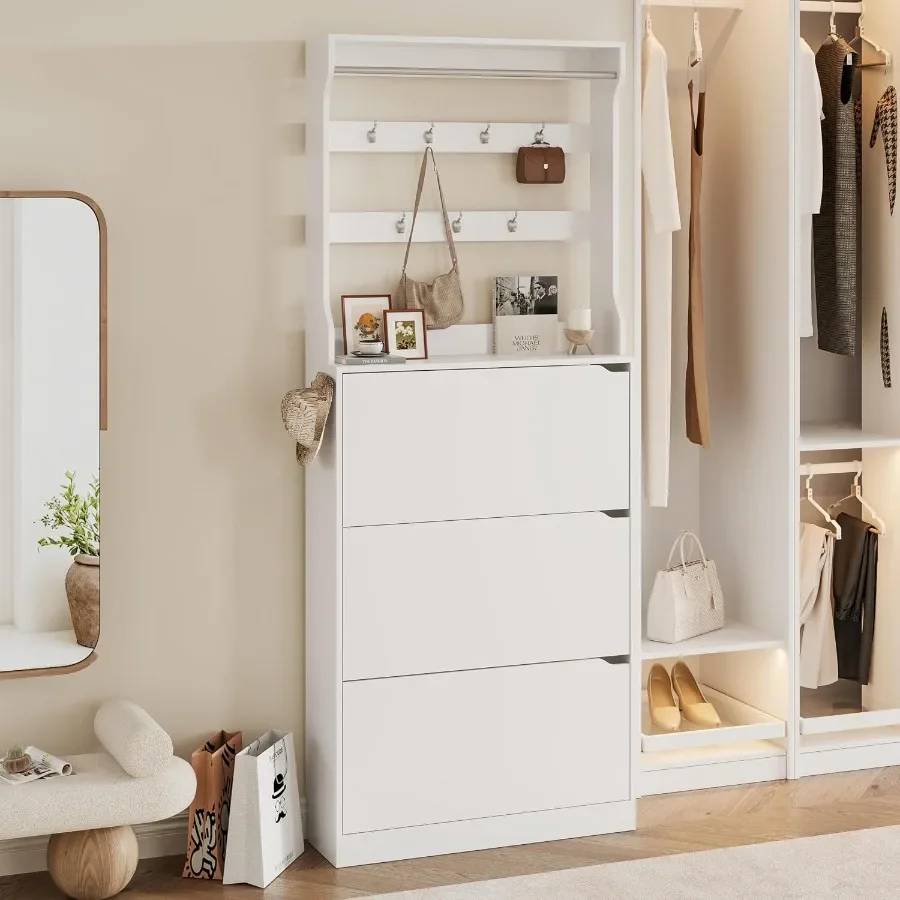 Tall shoe cabinet with coat ra - Storage recension och pris
