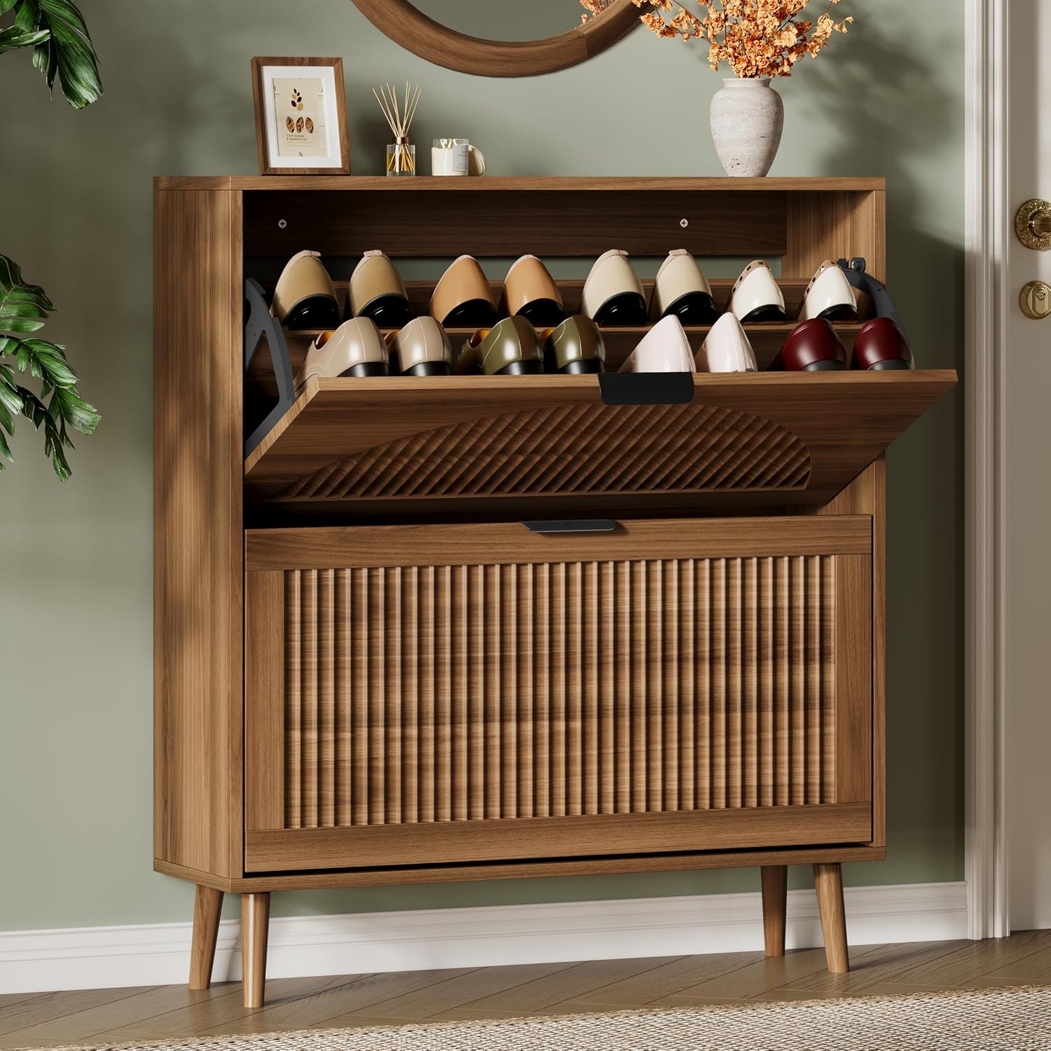 Shoe Cabinet 2 Flip Drawers, 3 - Shoe Rack Cabinet Narrow Entryway recension och pris