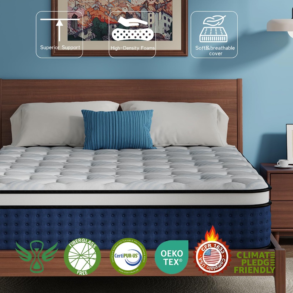 Queen Mattress, 12 Inch Hybrid - Memory Foam Mattress In A Box Queen recension och pris