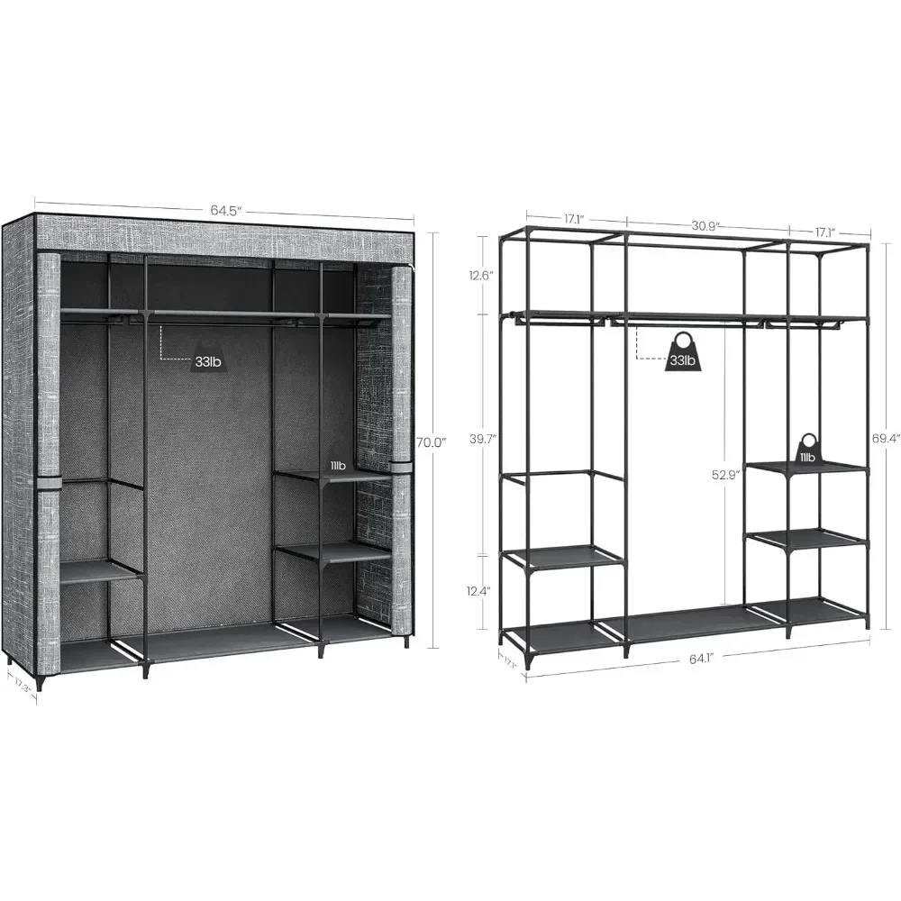 &Closet Wardrobe, 64.5-inch Po - Wardrobe Closet Portable Fabric Cover recension och pris