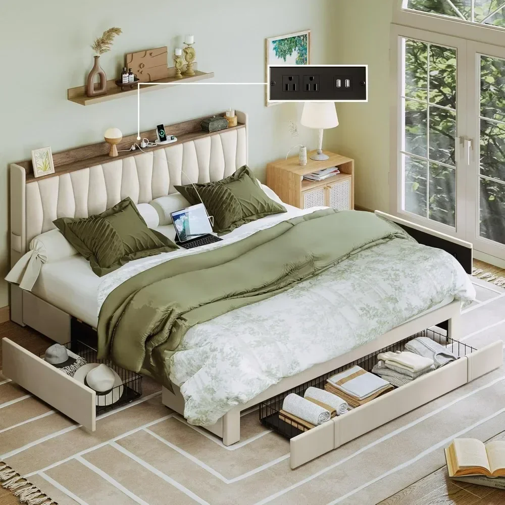 &King Size Bed Frame With Stor - King Size Bed Frame With Storage Drawers recension och pris